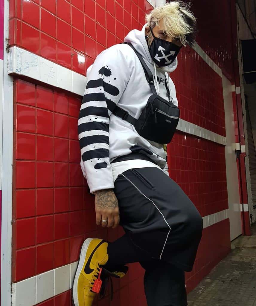 White Hoody Facemask Outfit