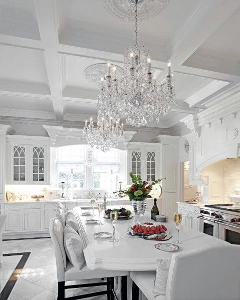 White Kitchen Coffered Ceiling Ideas
