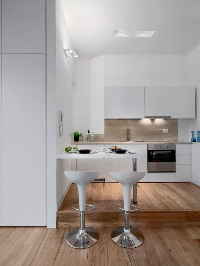 simple white open kitchen
