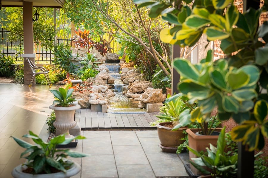 rocky waterfall landscape