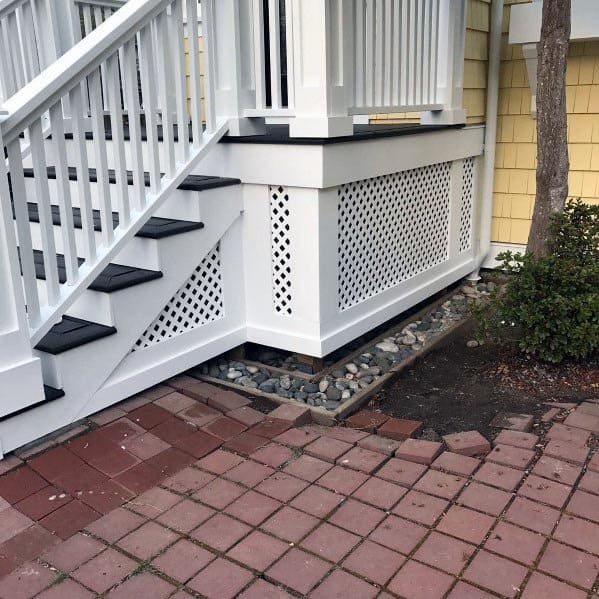 white lattice deck skirting small porch deck