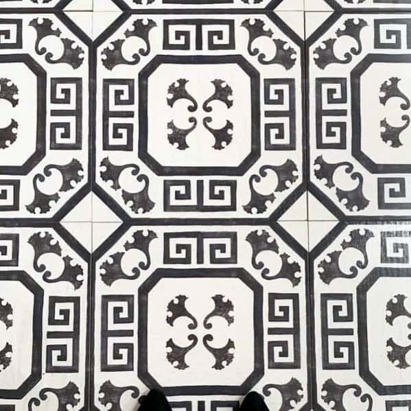 White Over Hardwood Ornate Pattern Floor Painting Ideas