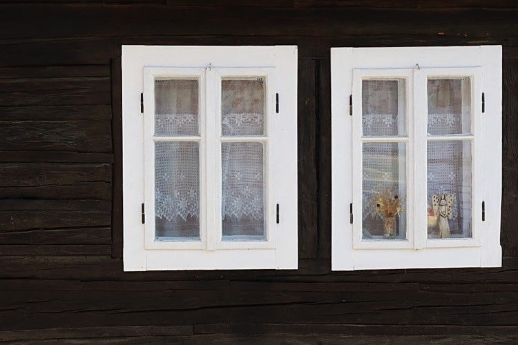 white painted wooden window frame