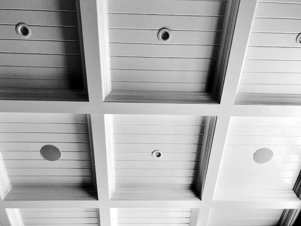 White Shiplap Coffered Ceiling Design Inspiration