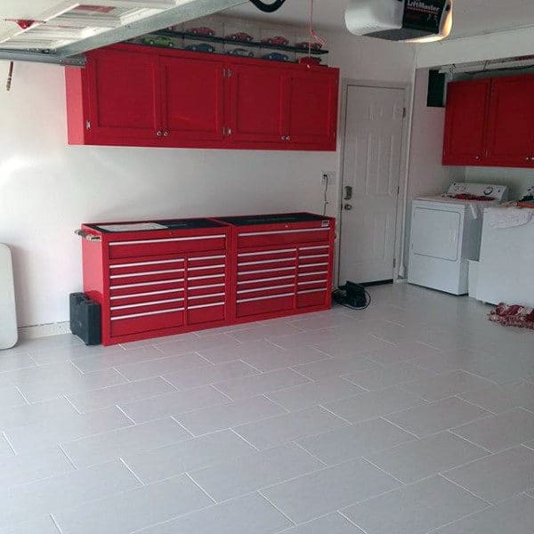 White Tile Garage Flooring