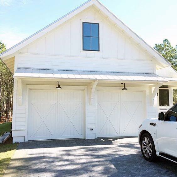 White Traditional Detached Garage Ideas