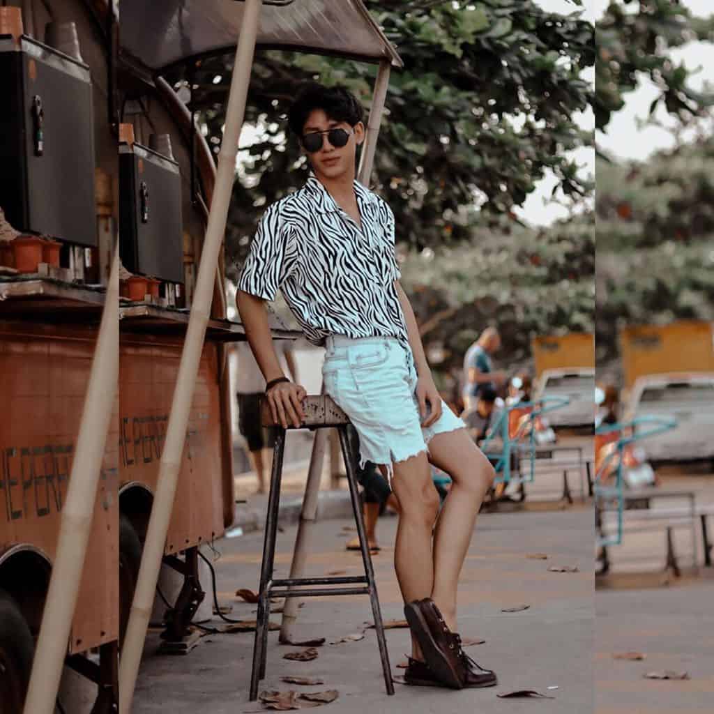 White Zebra Print Mens Beach Wear