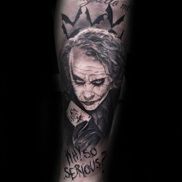 Why So Serious Joker Crown Mens Sleeve Tattoos