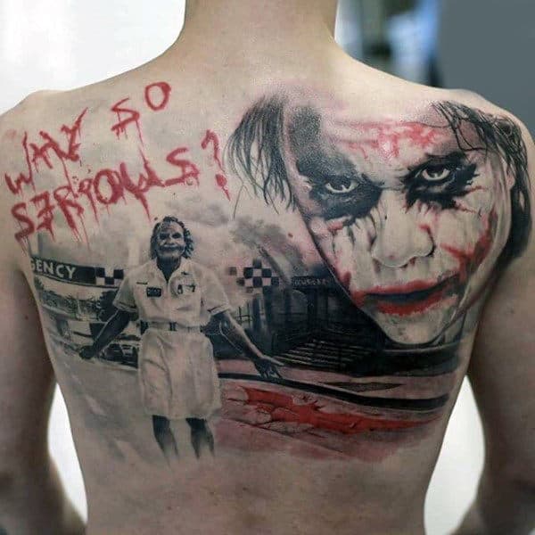Why So Serious Mens Batman Back Tattoos