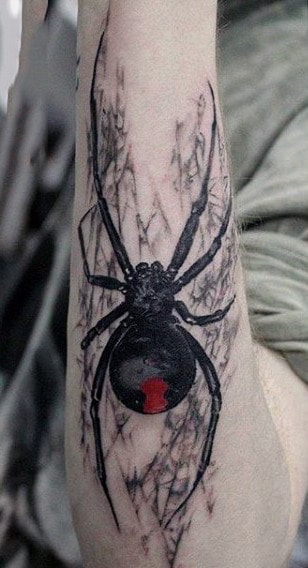 Wicked Black Spider Tattoo On Elbows
