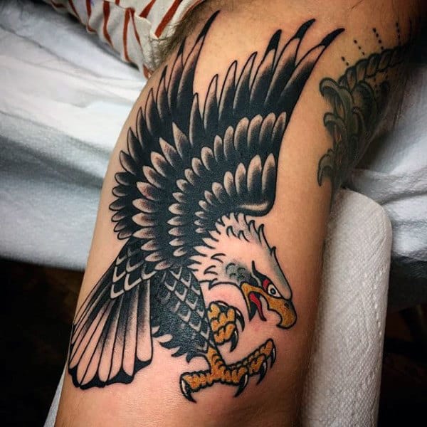 Wide Spreaded Wings Bald Eagle Tattoo Mens Forearms