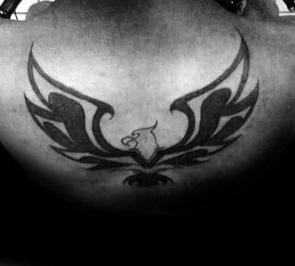 Wide Wings Tribal Eagle Guys Back Tattoos