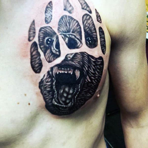 Wild Beast Paw Printed Manly Tattoo Male Chest