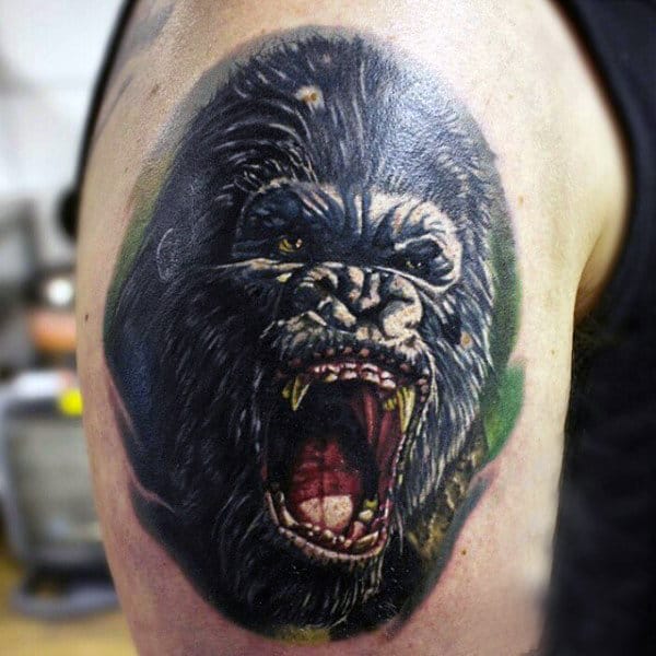 Wild Gorilla Mens Tattoo On Upper Arm