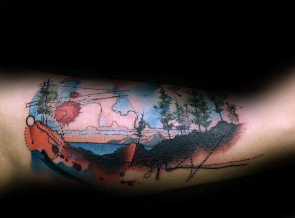 Wilderness Colorado Mens Inner Arm Bicep Tattoos