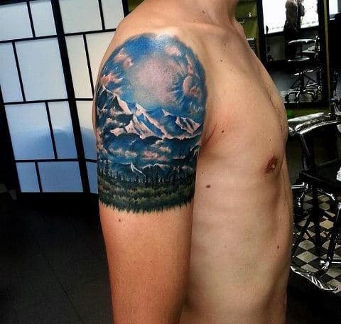 Wilderness Mountain Tattoo For Men On Arm