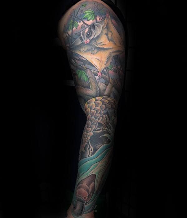 Wilderness Themed Sloth Mens Full Sleeve Tattoos