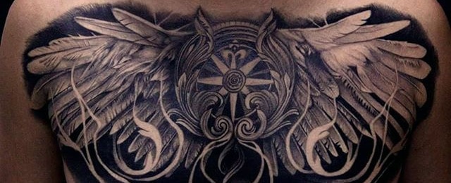 Wing Chest Tattoo Designs For Men