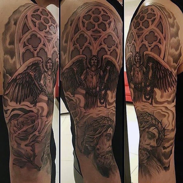 Winged God Religious Tattoo Male Sleeves