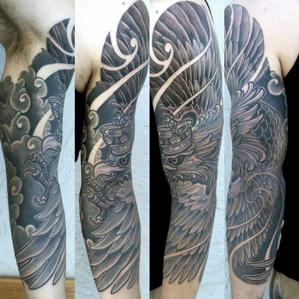 Wings Polish Eagle Mens Full Arm Sleeve Tattoos