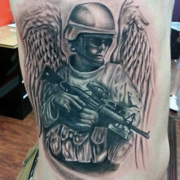 Wings Gun Tattoos For Males