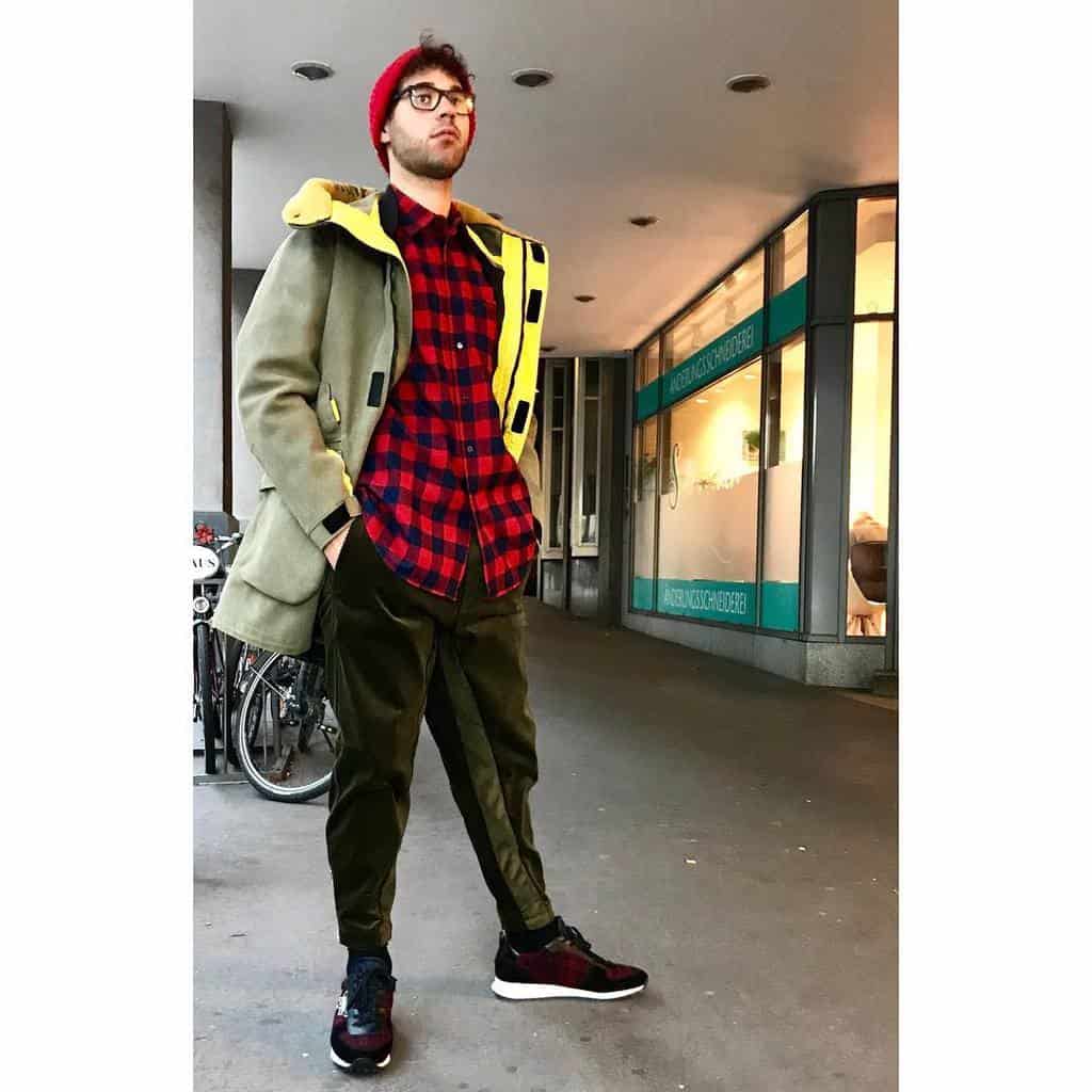 Winter Jacket Green Pants Outfit