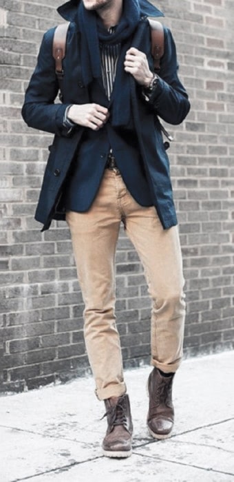 Winter Outfits Style With Boots And Khakis For Men