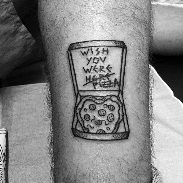 Wish You Were Pizza Box Small Leg Guys Tattoo Designs