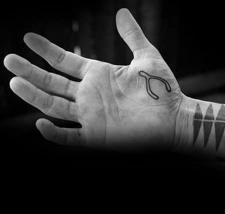 Wishbone Palm Of Hand Mens Small Tattoos