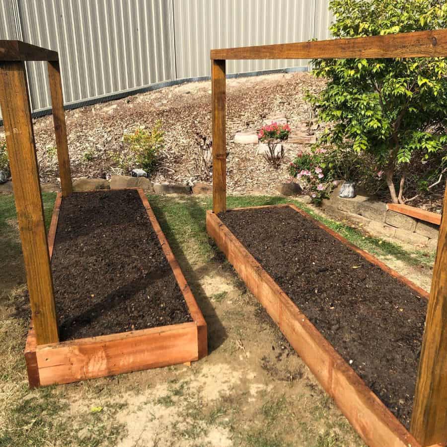wood trellis raised garden bed