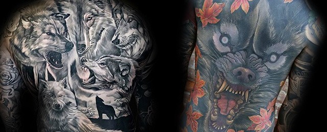 Wolf Back Tattoo Designs For Men
