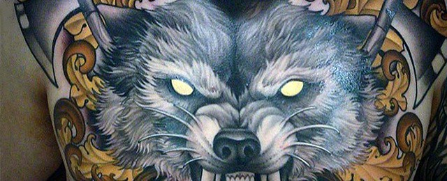 Wolf Chest Tattoo Designs For Men