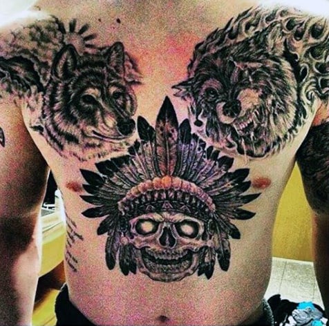 Wolf Howling At Moon Tattoo For Men