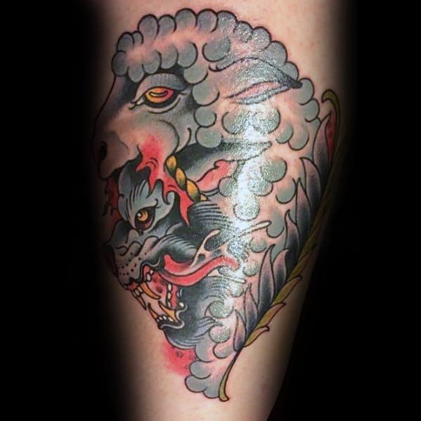 Wolf In Sheeps Clothing Mens Leg Tattoo Ideas