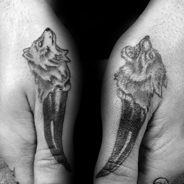 Wolf Paw Mens Thumb Tattoos