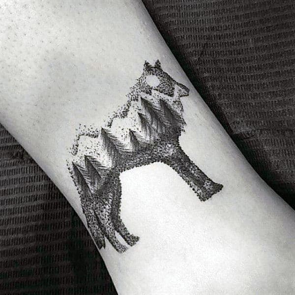 Wolf Pointillism Forest Guys Small Tattoo Ideas