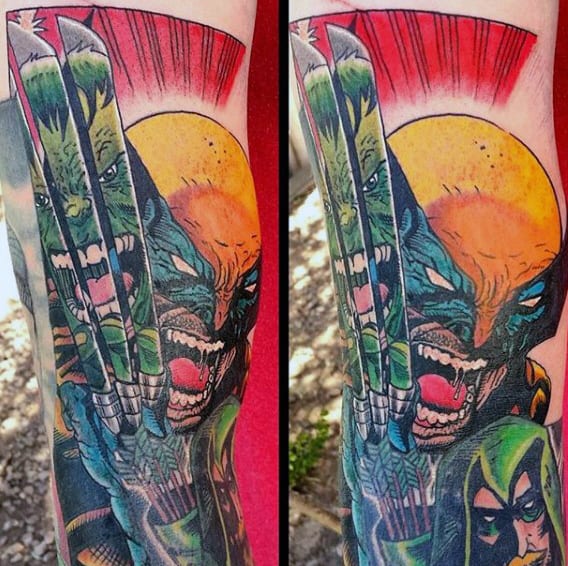 Wolverine Hulk Mens Forearm Tattoo Designs