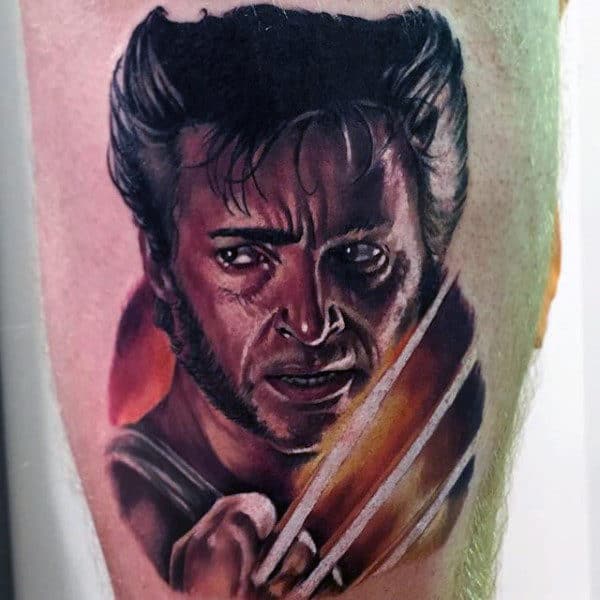 Wolverine Portrait Tattoo Of James Howlett Guys Thigh Tattoos