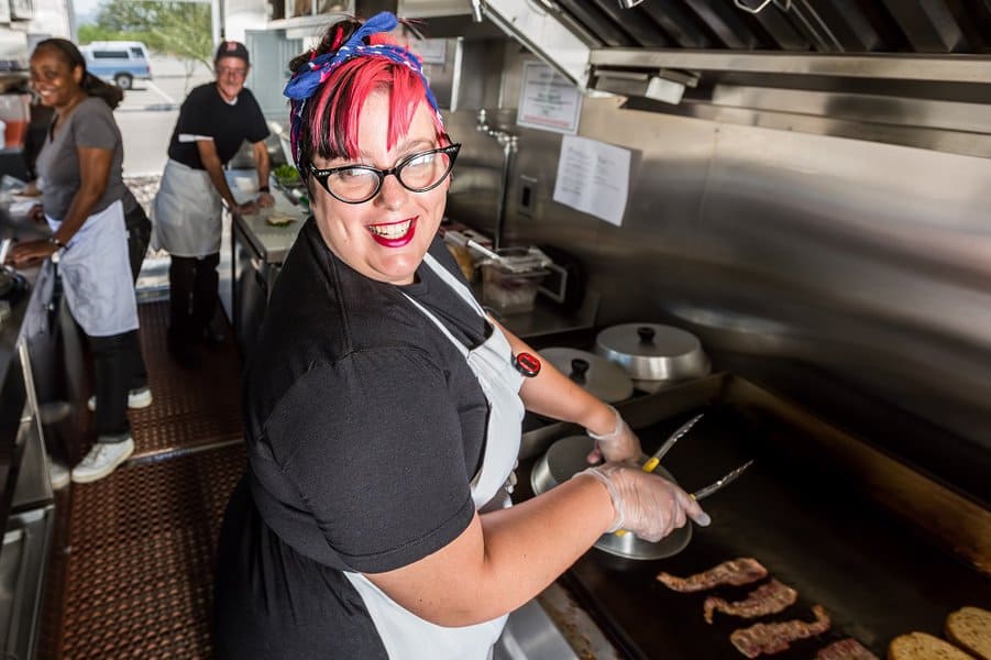 woman on a food truck