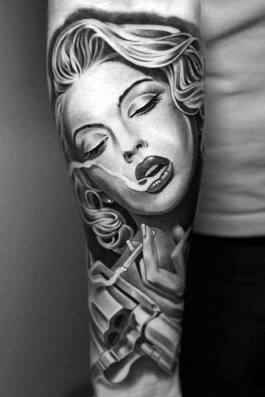 Women With Revolver Tattoo For Men