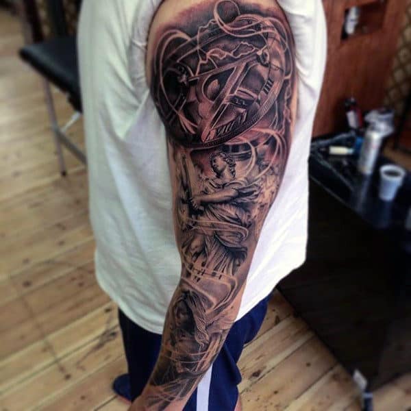 Wonderful Black And Grey Tattoo Male Full Sleeves