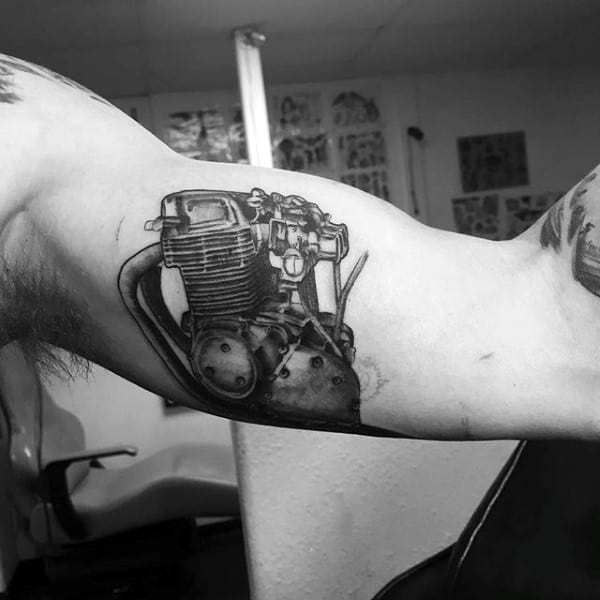 Wonderful Black Engine Tattoo Male Arms