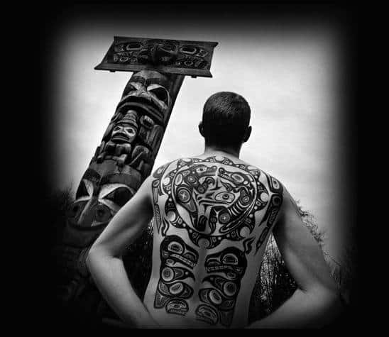 Wonderful Black Haida Tattoo Male Back