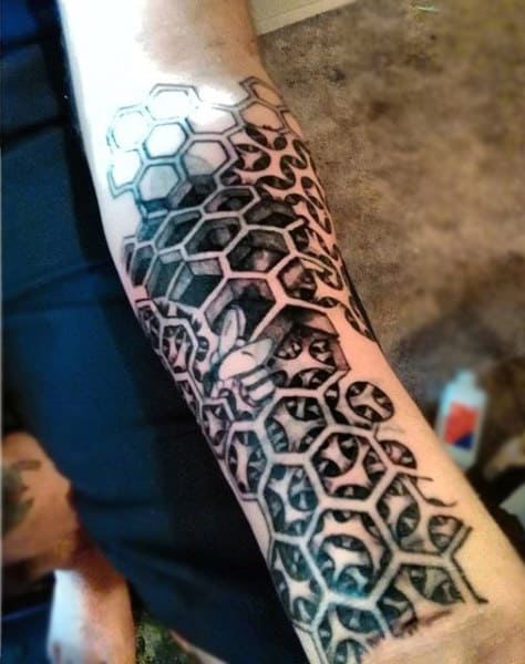 Wonderful Black Honeycomb Tattoo Mens Forearms