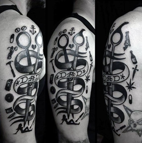 Wonderful Dad Ribbon Tattoo Male Arms