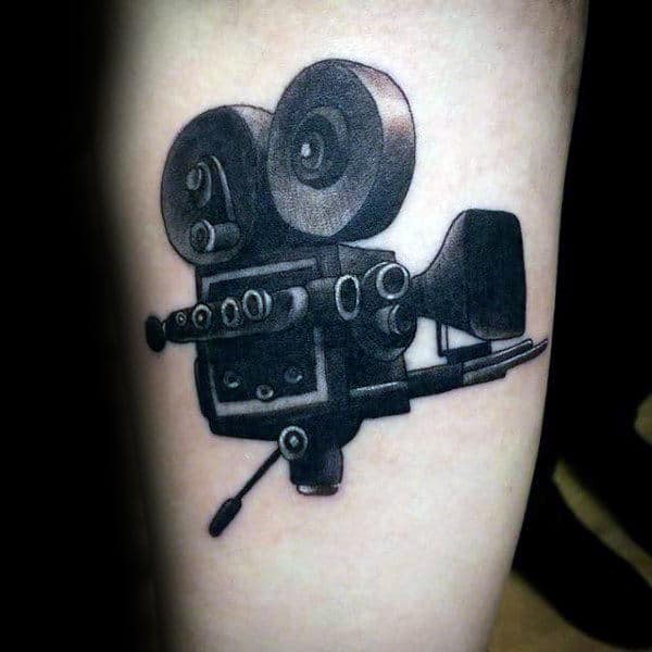 Wonderful Grey Black Camera Tattoo Male Forearms