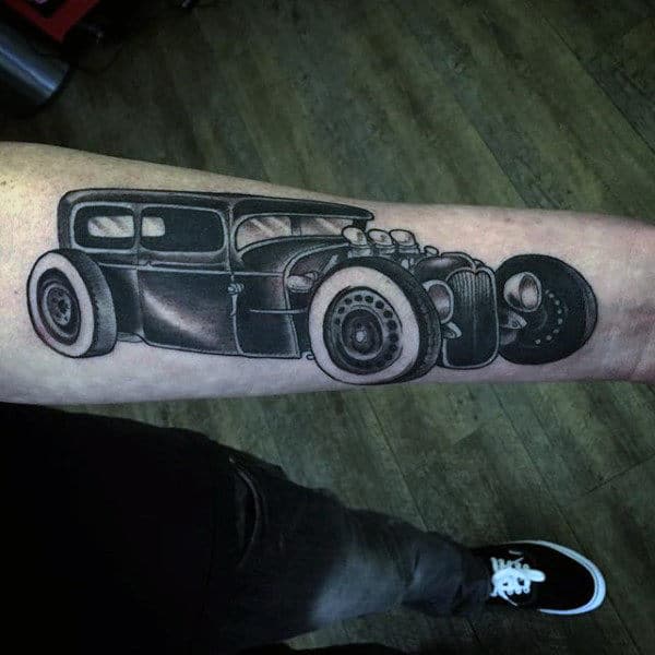 Wonderful Grey Car Hot Tod Tattoo Male Forearms