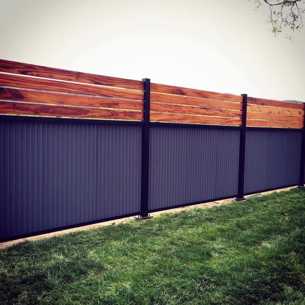 wood and steel privacy fence
