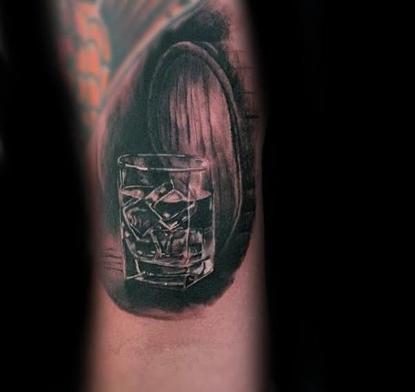 Wood Barrel Jack Daniels Male Inner Arm Tattoo Designs