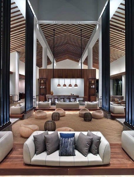 Wood Ceiling Great Room Ideas With Bar